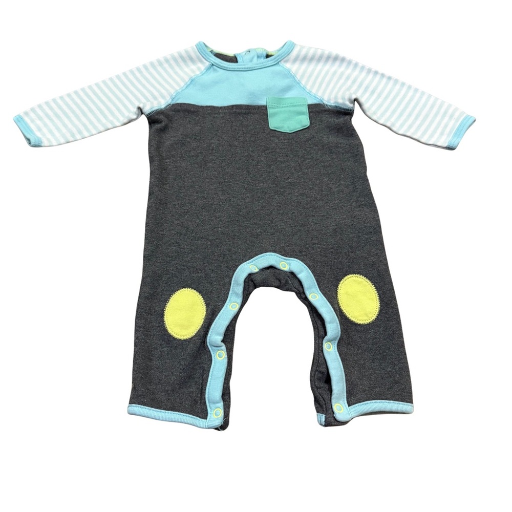 Cloud Island Gray and Aqua Kids Footie -Size 0-3 Months